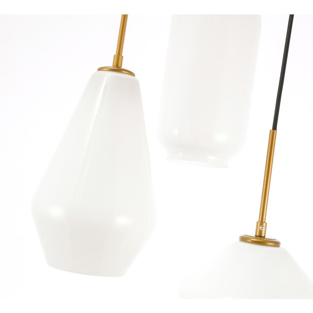 Alt View 10. Living District - Gene 3 light Brass and Frosted white glass pendant - Brass And Frosted White Glass.