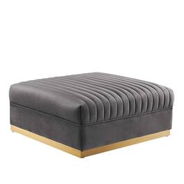 Sanguine Channel Tufted Performance Velvet Modular Sectional Sofa Ottoman by Modway - Gray