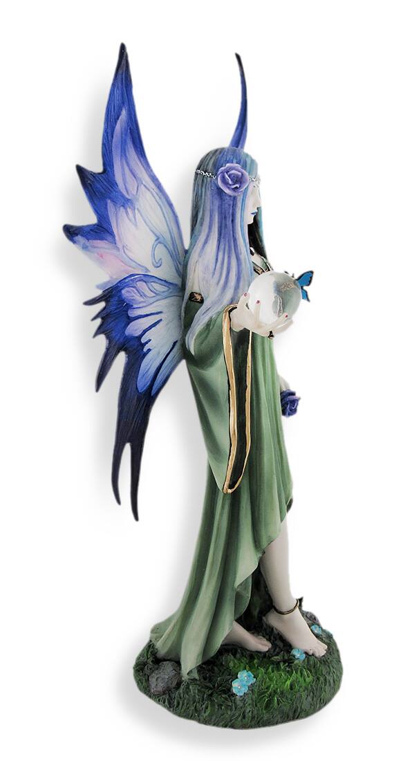 Alt View 2. Veronese Design - Anne Stokes `Mystic Aura` Fantasy Fairy Statue - Blue.