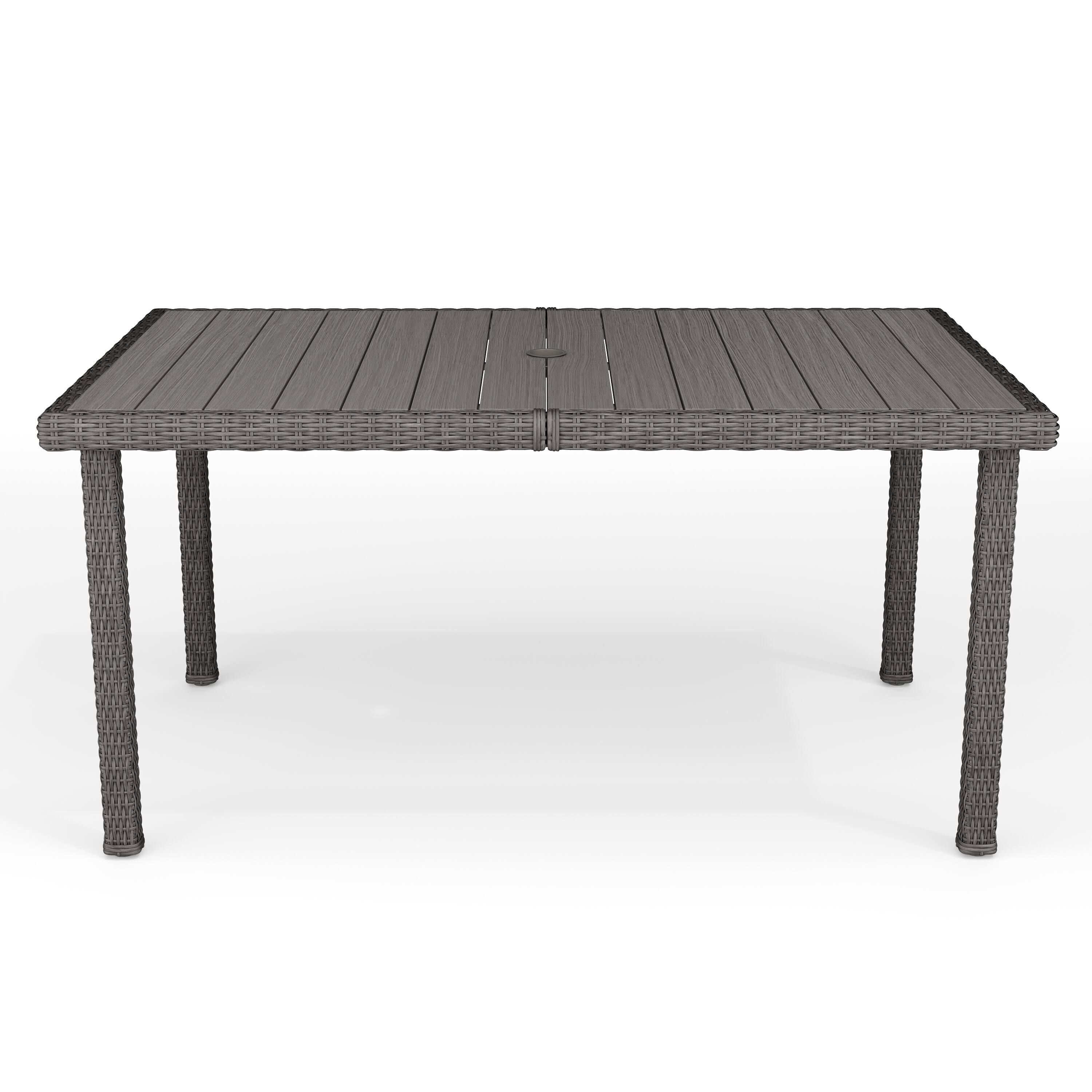 Alt View 9. Martha Stewart - Bedford 62" Outdoor Rattan Wicker Patio Table with Engineered Wood Top - Gray.