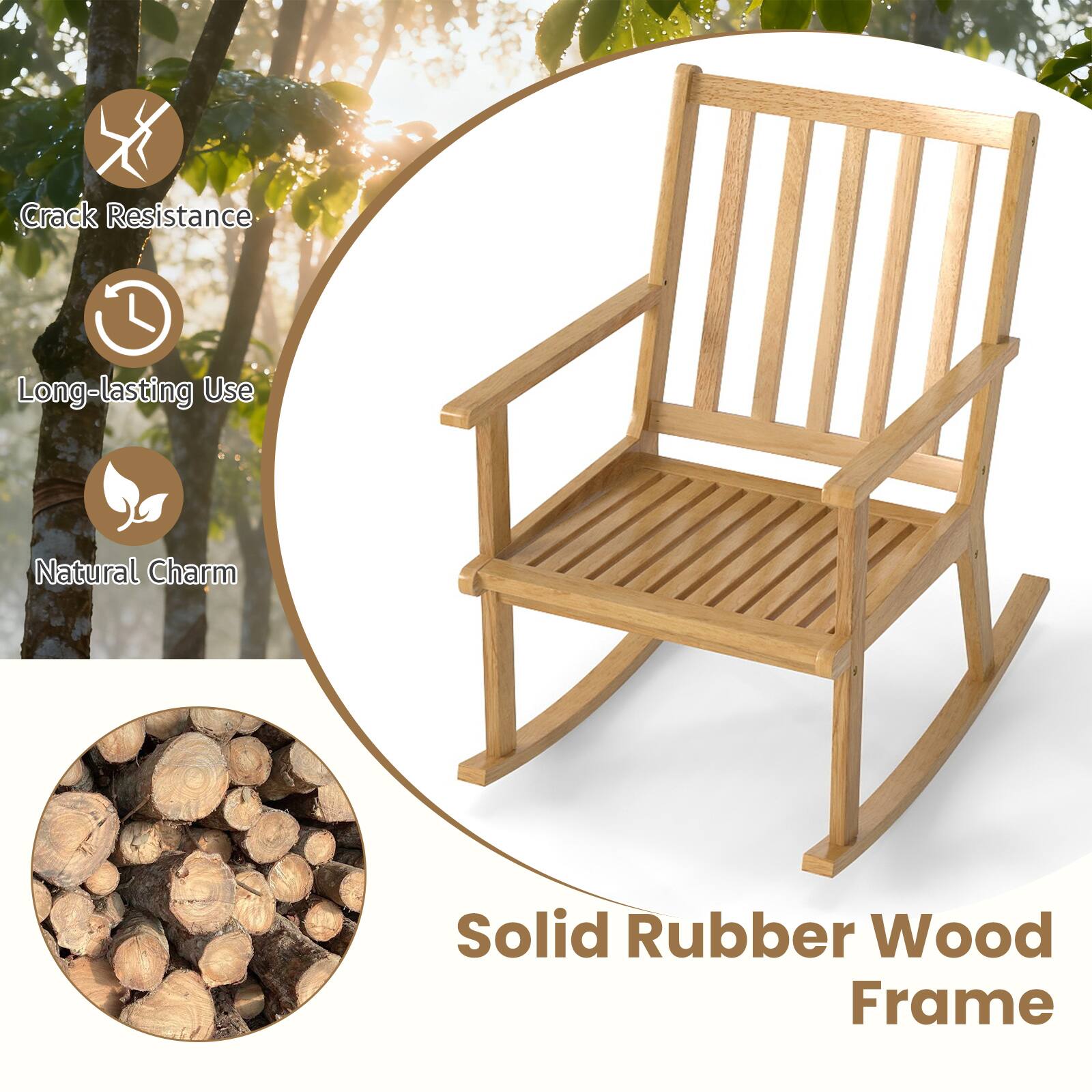 - Crack Resistance
- Long-lasting Use
- Natural Charm
- Solid Rubber Wood Frame