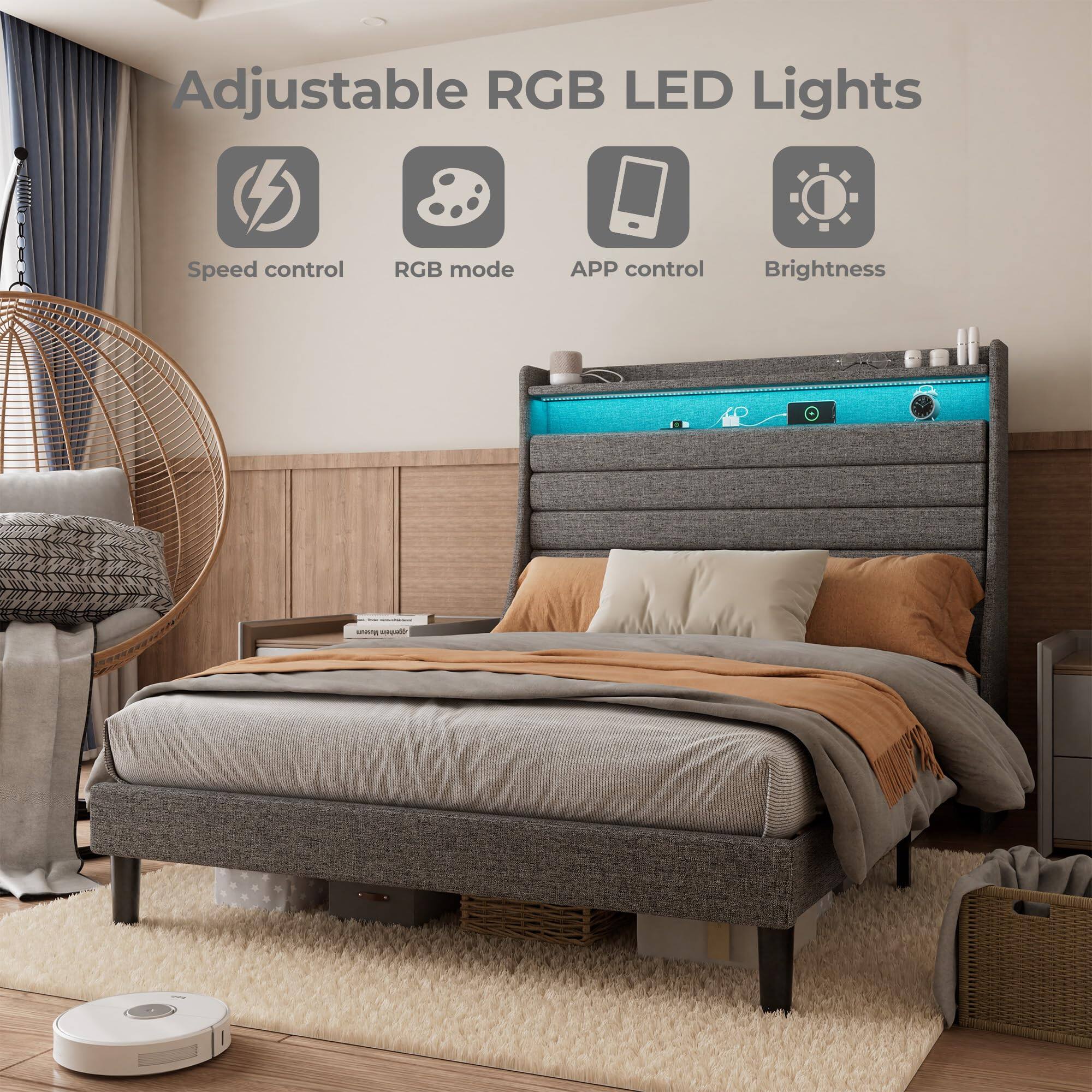 Adjustable RGB LED Lights

- Speed control
- RGB mode
- APP control
- Brightness