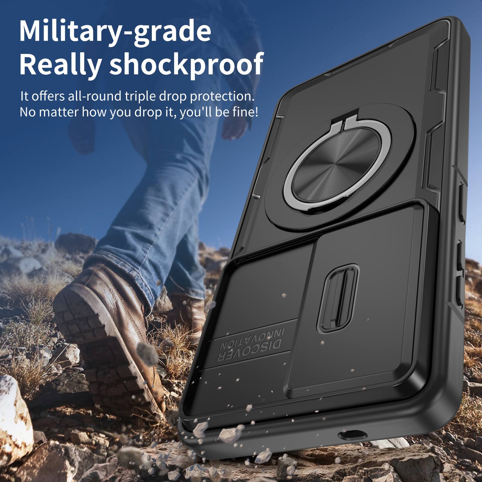 Military-grade Really shockproof. It offers all-round triple drop protection. No matter how you drop it, you'll be fine!