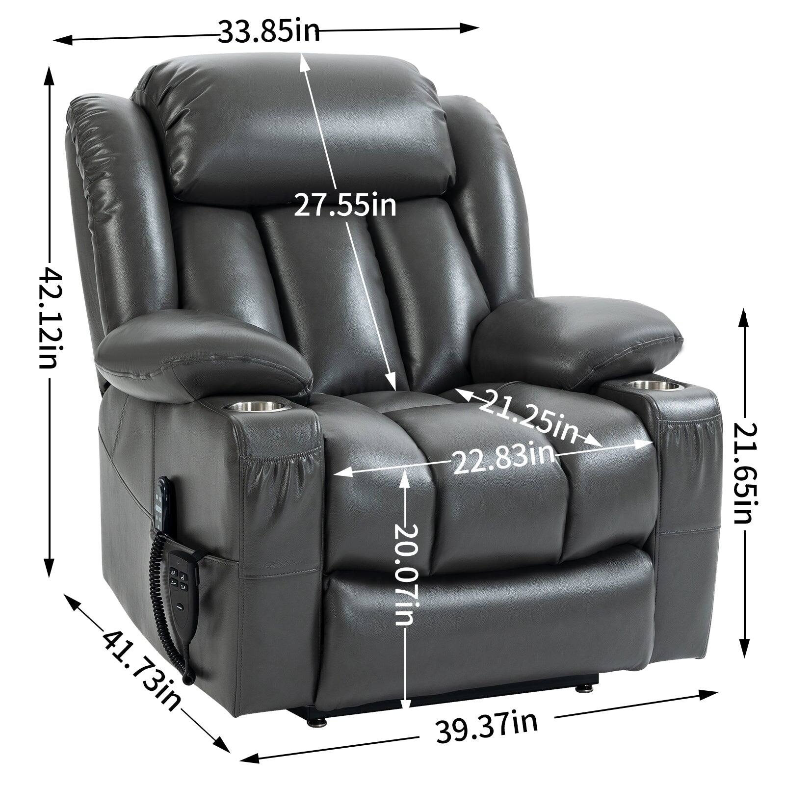 - Width: 42.12in
- Height: 33.85in
- Depth: 41.73in
- Seat Height: 27.55in
- Armrest Height: 21.65in
- Armrest Width: 22.83in
- Seat Depth: 20.07in
- Overall Depth: 39.37in