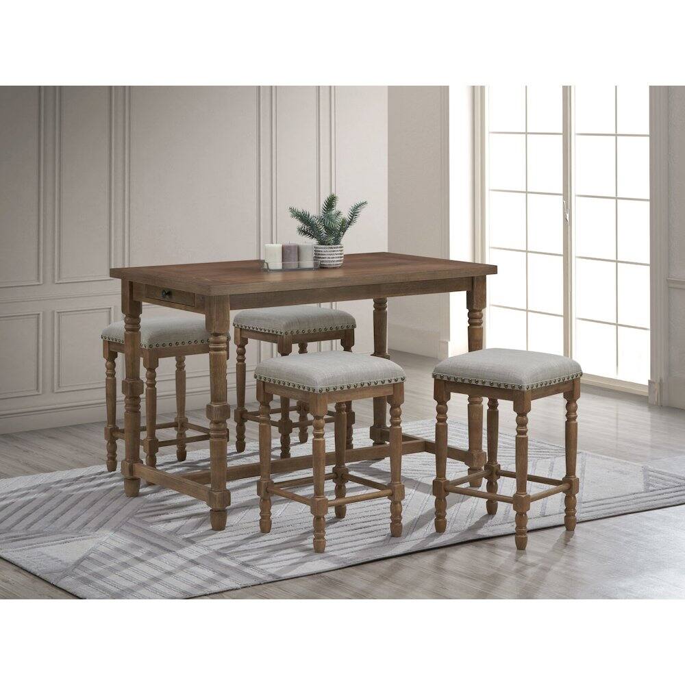 Alt View 6. Carolina Chair & Table - Brittany Bar Table with 4 Counter Stools - Vintage Walnut - Vintage Walnut.
