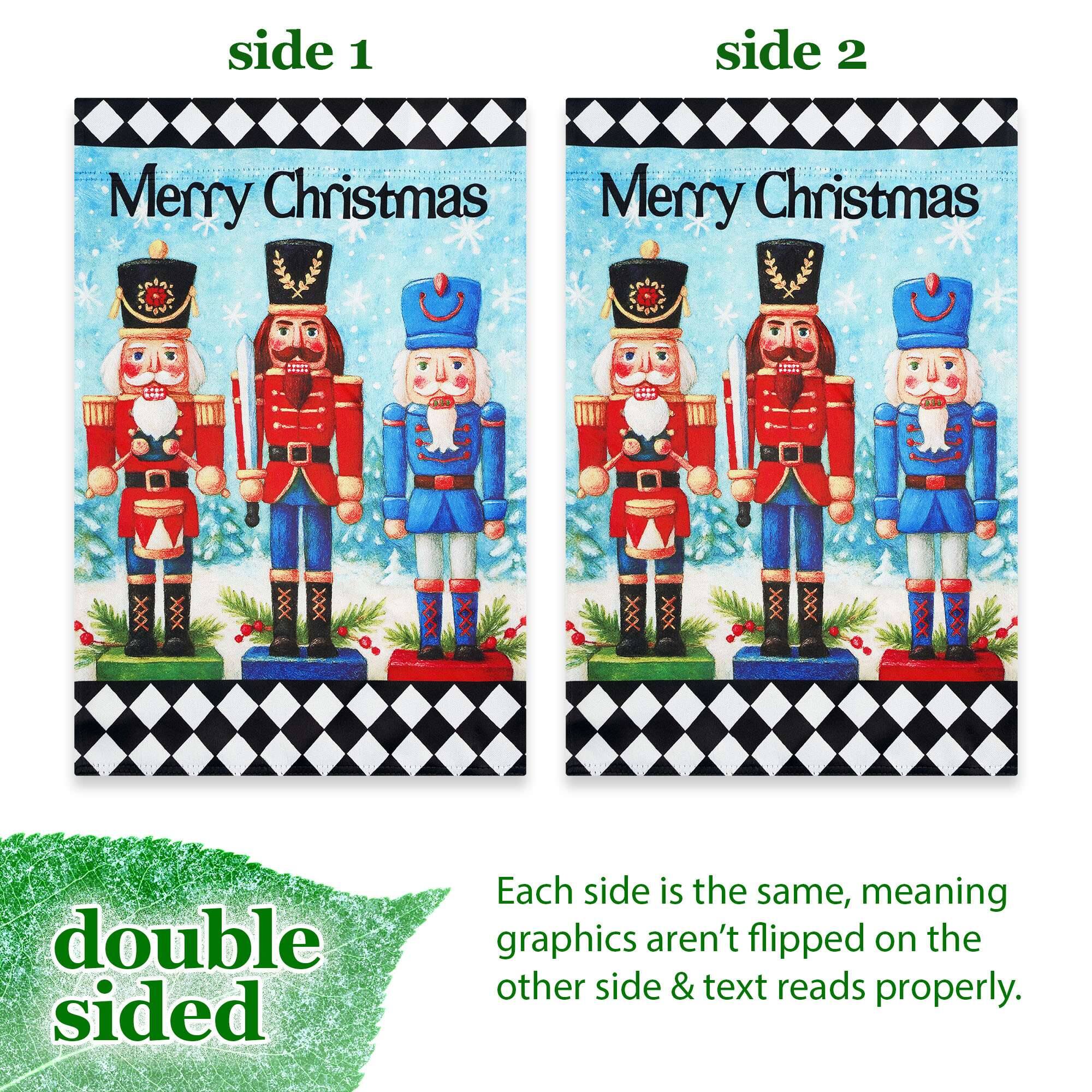 side 1
side 2
Merry Christmas
Merry Christmas
double sided
Each side is the same, meaning graphics aren't flipped on the other side & text reads properly.