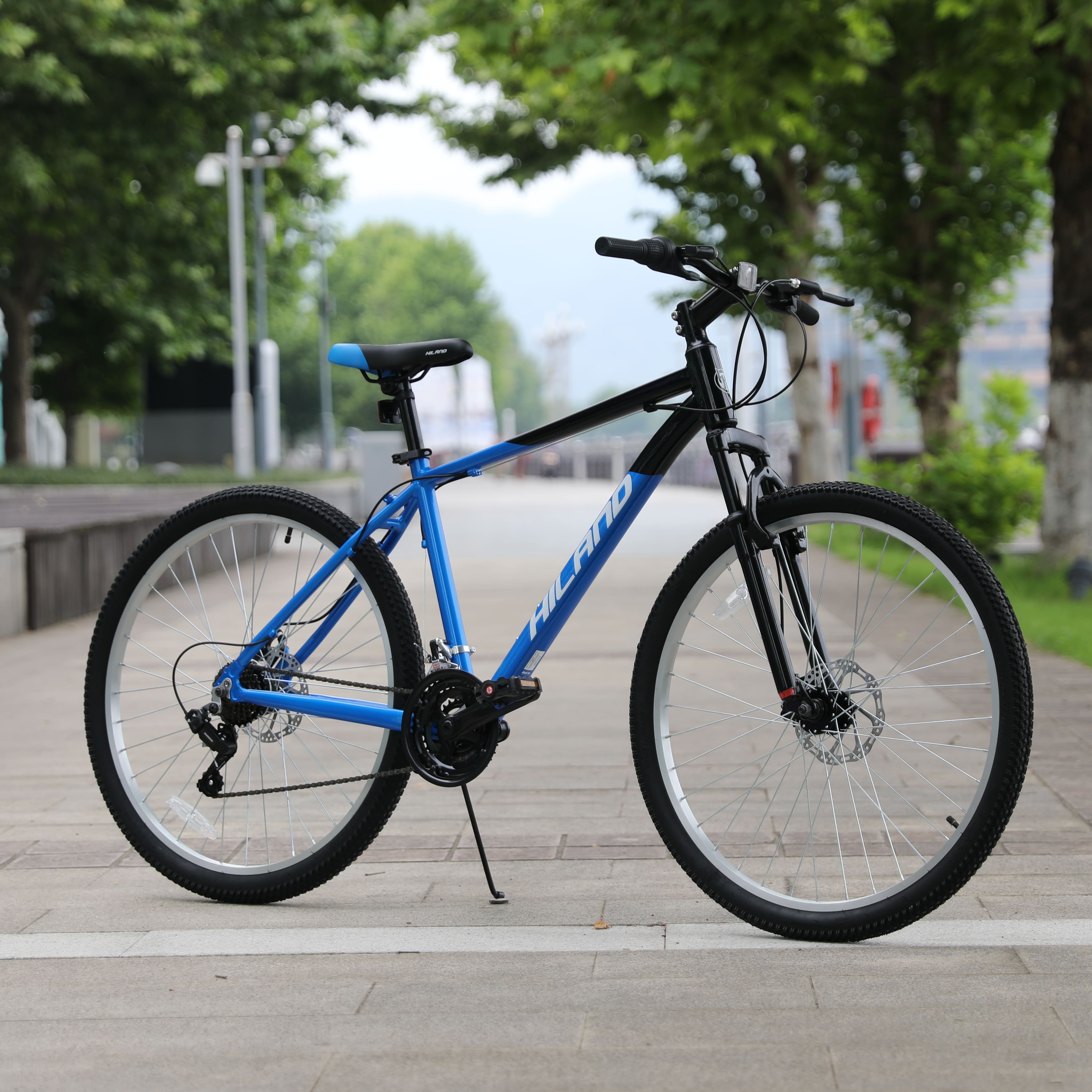 Angle. HILAND - HILAND H200 26 Inch Mountain Bike with 18-Speed for Men Women, Suspension Fork, Aluminum Frame MTB Bicycle, Blue - Blue.