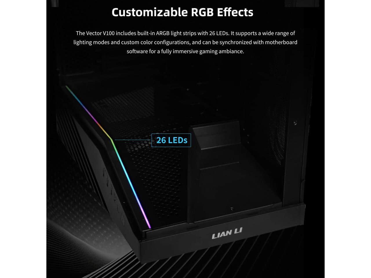 のり liantaiqianye119 Lian Li V100X ATX Mid Tower Case, RGB LED, Tempered Glass, 420mm