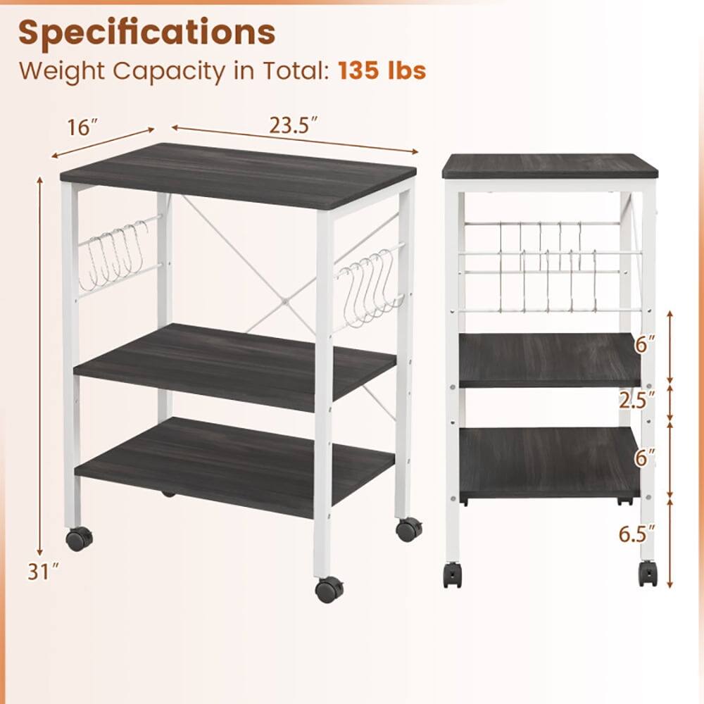 Specifications  
Weight Capacity in Total: 135 lbs  

Dimensions:  
- Width: 16"  
- Depth: 23.5"  
- Height: 31"  
- Shelf Height: 6"  
- Shelf Depth: 6"  
- Shelf Thickness: 2.5"  
- Overall Height: 6.5"