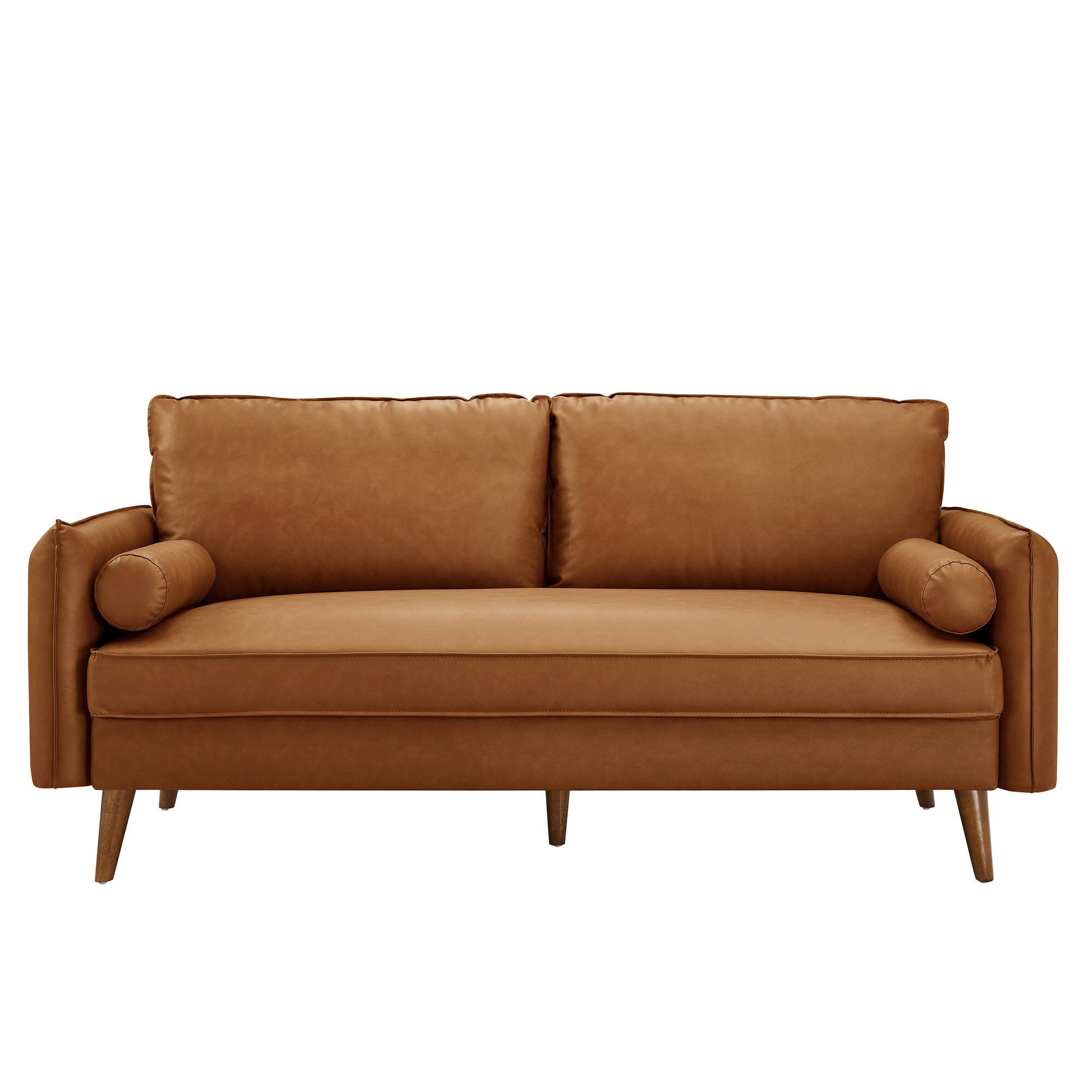 Alt View 2. Modway - Revive Upholstered Vegan Leather Sofa by Modway - Brown.