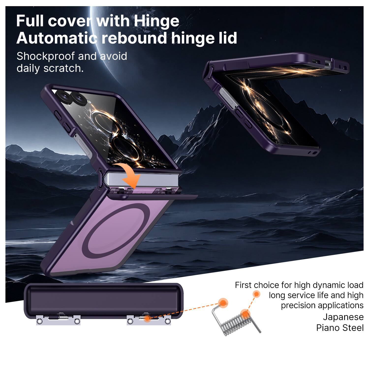 Full cover with Hinge Automatic rebound hinge lid  
Shockproof and avoid daily scratch.  

First choice for high dynamic load long service life and high precision applications Japanese Piano Steel