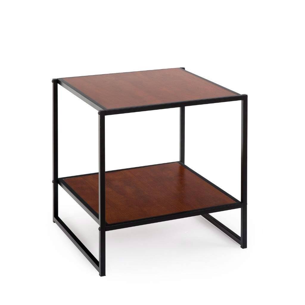 Hivvago - Modern Steel Frame End Table Nightstand - Brown/Black