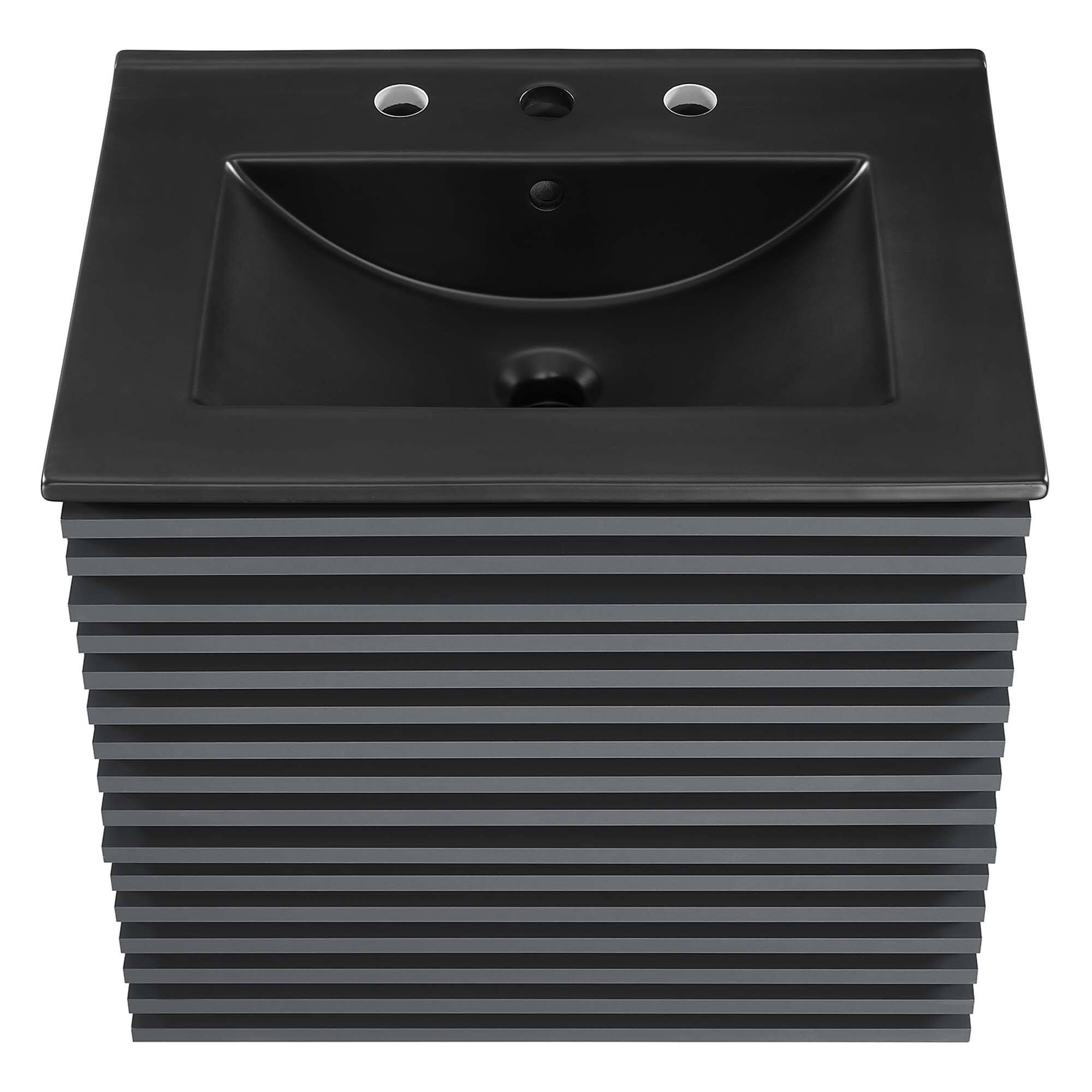 Alt View 4. Modway - Render Wall-Mount Bathroom Vanity with Black Basin Included - Gray Black.