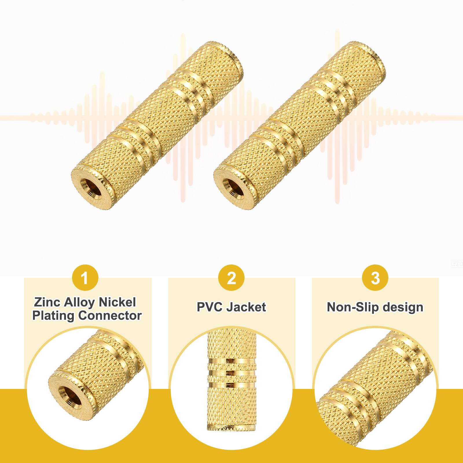 1 Zinc Alloy Nickel Plating Connector  
2 PVC Jacket  
3 Non-Slip design