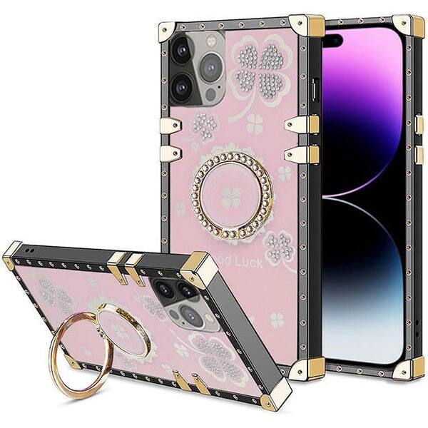 Entronix - Luxury Lucky-Clover Gripstand Case for iPhone 16 Pro Max - Stylish Protection - Pink