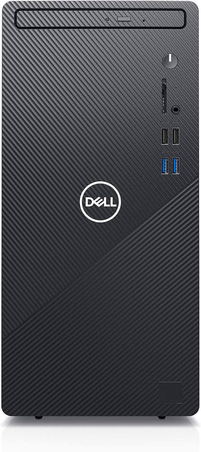 Front. Dell - Dell Inspiron 3880 Desktop PC Tower Intel Core i3-10100 8GB RAM 256GB SSD Intel UHD Graphics 630 Windows 11 Pro Black - Black.