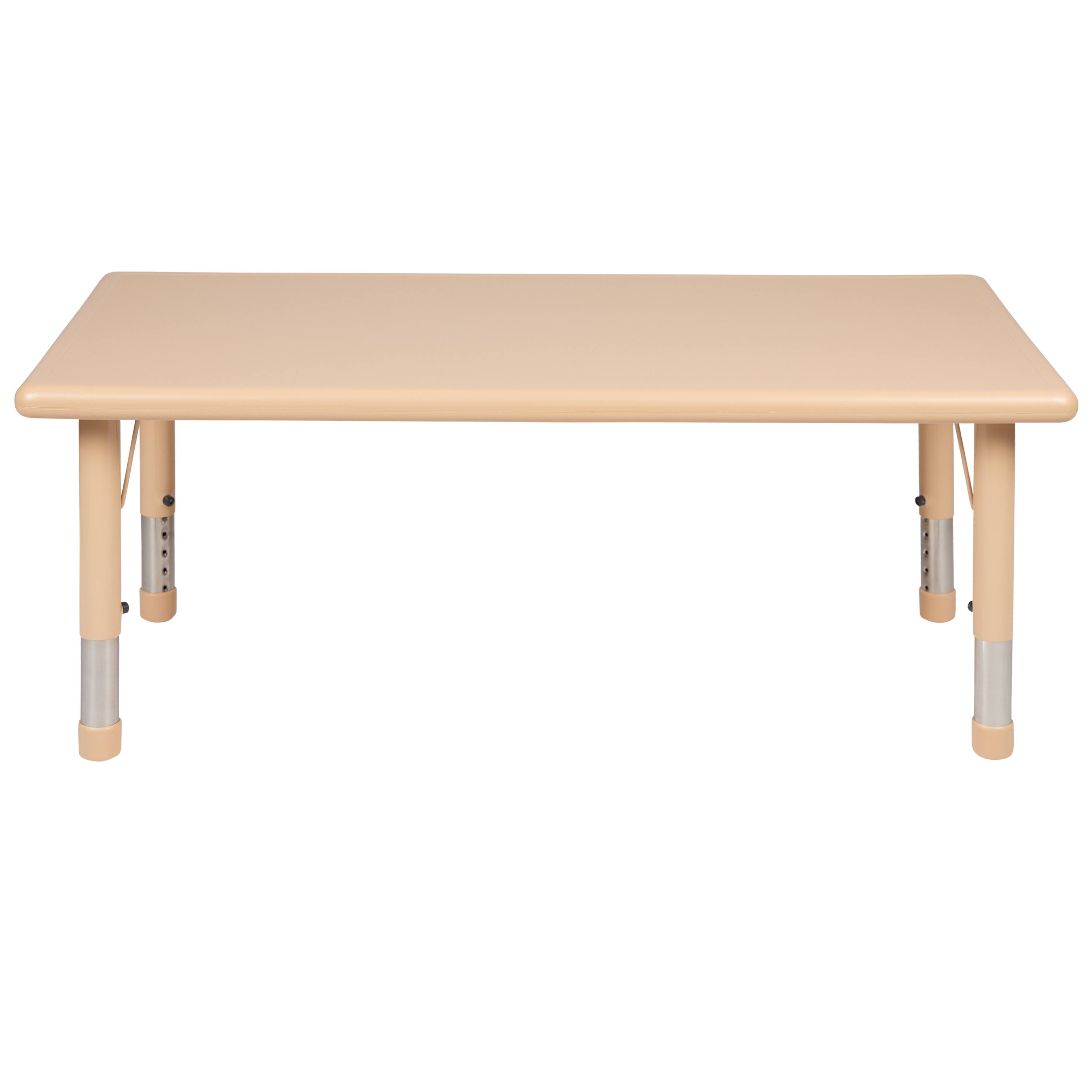 Alt View 5. Emma + Oliver - 24"W x 48"L Rectangular Plastic Height Adjustable Activity Table - Natural.