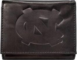 Rico Industries - North Carolina Tar Heels Distressed Look Embossed Logo Black Leather Trifold Wallet - Multi