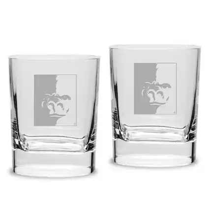 Front. Jardine - Pittsburg State Gorillas 11.75oz. Two-Piece Luigi Bormioli Square Double Old Fashion Glasses Set - Multicolor.