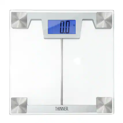 Front. Conair - Conair Thinner Digital Glass Weight Scale in Silver - Clear.