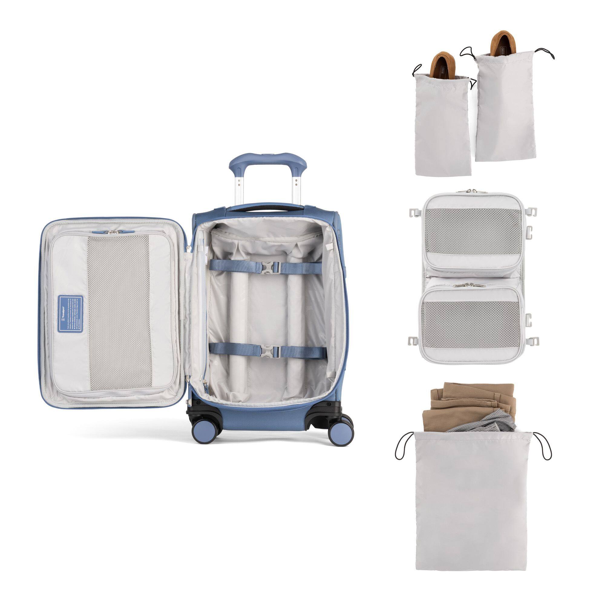 Alt View 3. Travelpro - Versapack + Softside Carry-On & Underseat Travel Tote Bag Luggage Set - Elemental Blue.