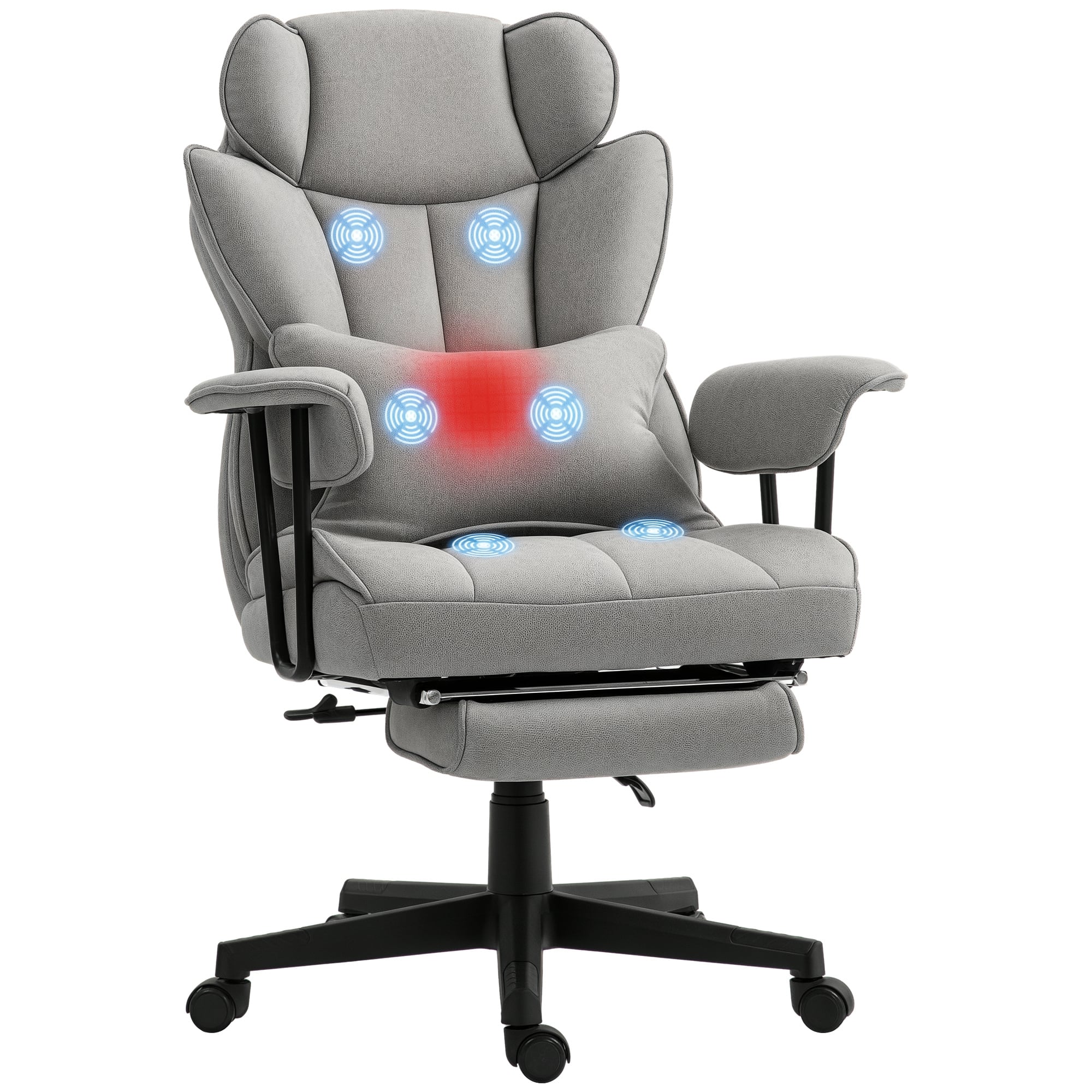 Front. Homcom - ​​Massage Executive Office Chair with 6 Vibration Points, Heated Big and Tall Chair with Foot Rest​​ - Gray.