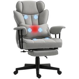 Homcom - Massage Executive Office Chair with 6 Vibration Points, Heated Big and Tall Chair with Foot Rest - Gray