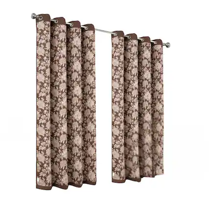 Front. Olivia Gray - Olivia Gray 100% Polyester 190 GSM Eloise Reversible Blackout Grommet Curtain Panel 54" x 84" Mocha - Mocha.