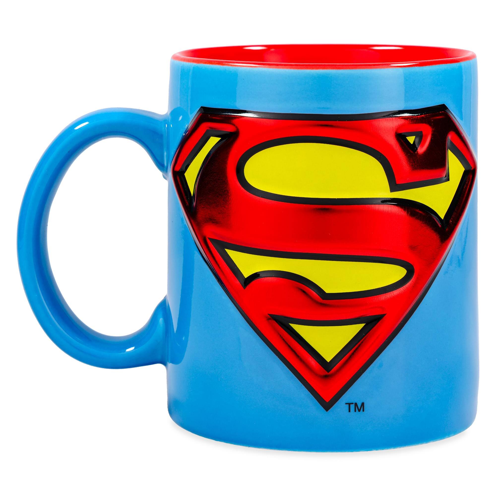 Alt View 1. Silver Buffalo - DC Comics Superman Logo Embossed Foil 20-Ounce Ceramic Mug - Blue.