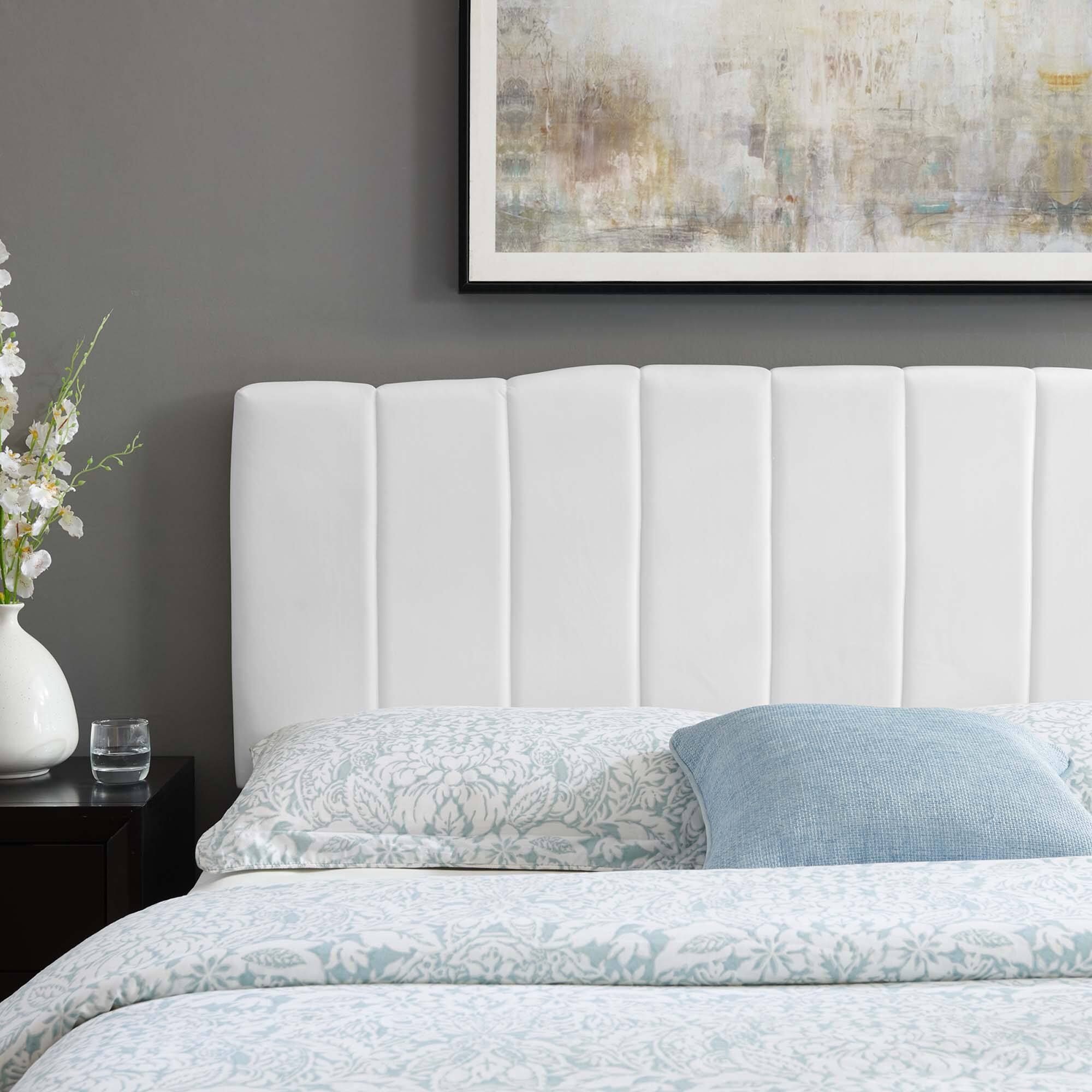 Alt View 4. Modway - Camilla Channel Tufted Performance Velvet Full/Queen Headboard by Modway - White.