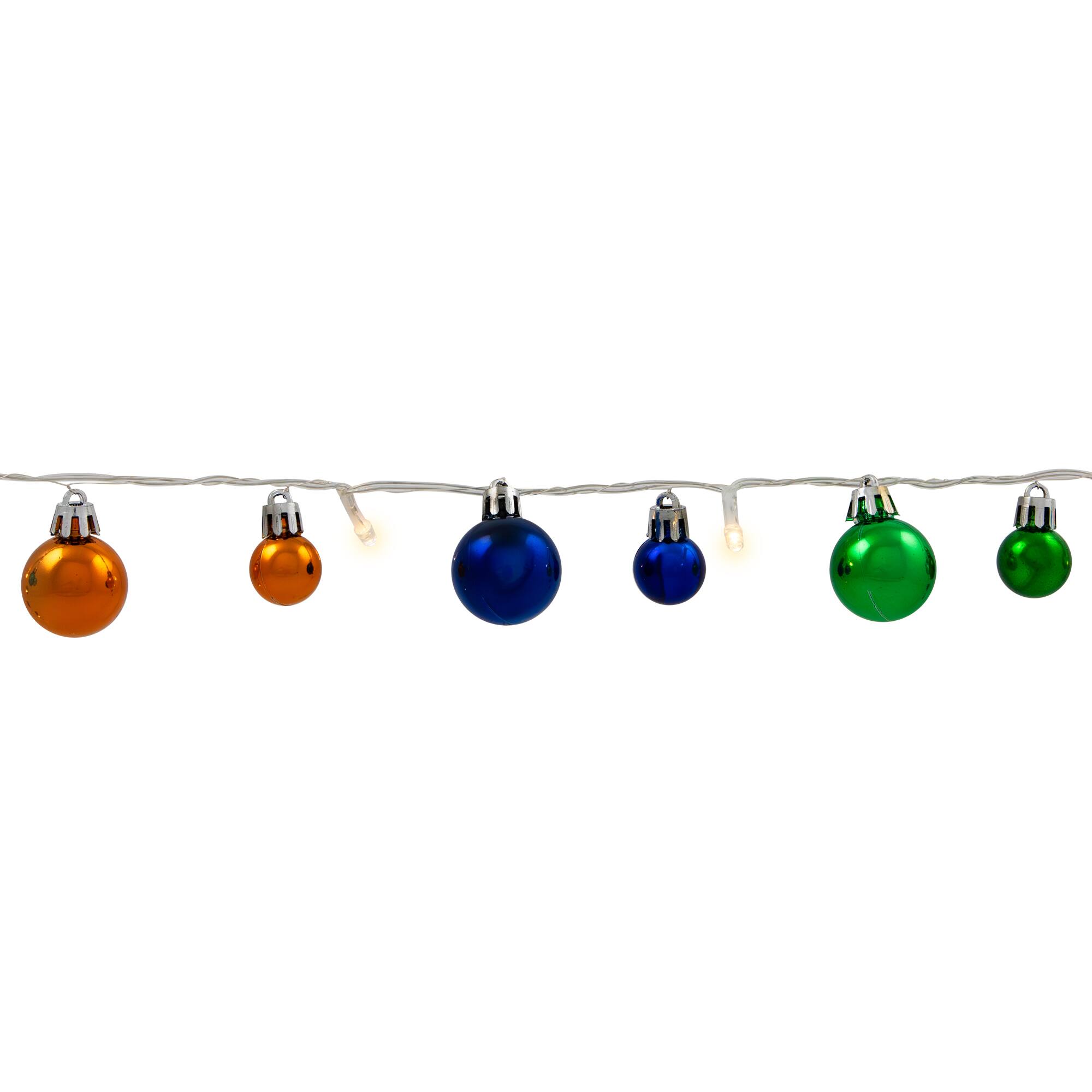 Alt View 4. Northlight - Ornament String Light Christmas Garland - LED Warm White - 3' - 10ct - Multicolor - Multi.