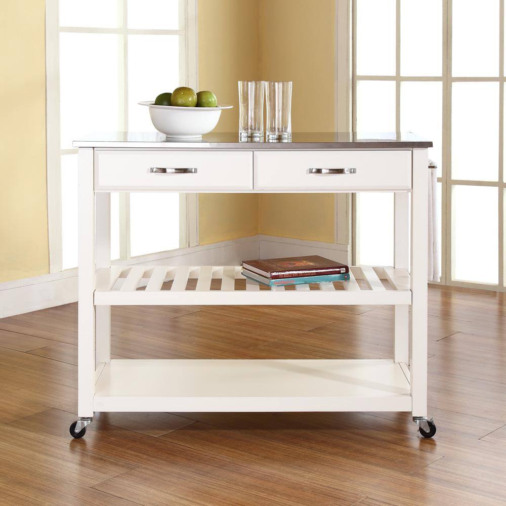Alt View 3. Crosley Furniture - Stainless Steel Top Kitchen Prep Rolling Cart - White.
