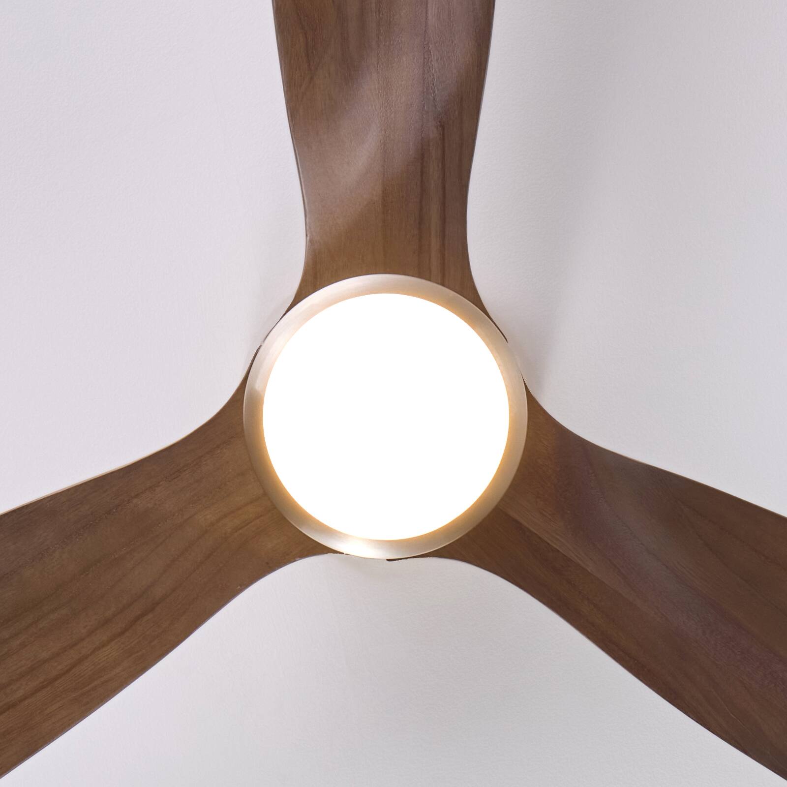 Alt View 8. Siljoy - 52 Inch Brushed Nickel Low Profile Ceiling Fan Light 3 Natural Wood Blades LED Fan For Indoor Living Bedroom - Brushed Nickel.