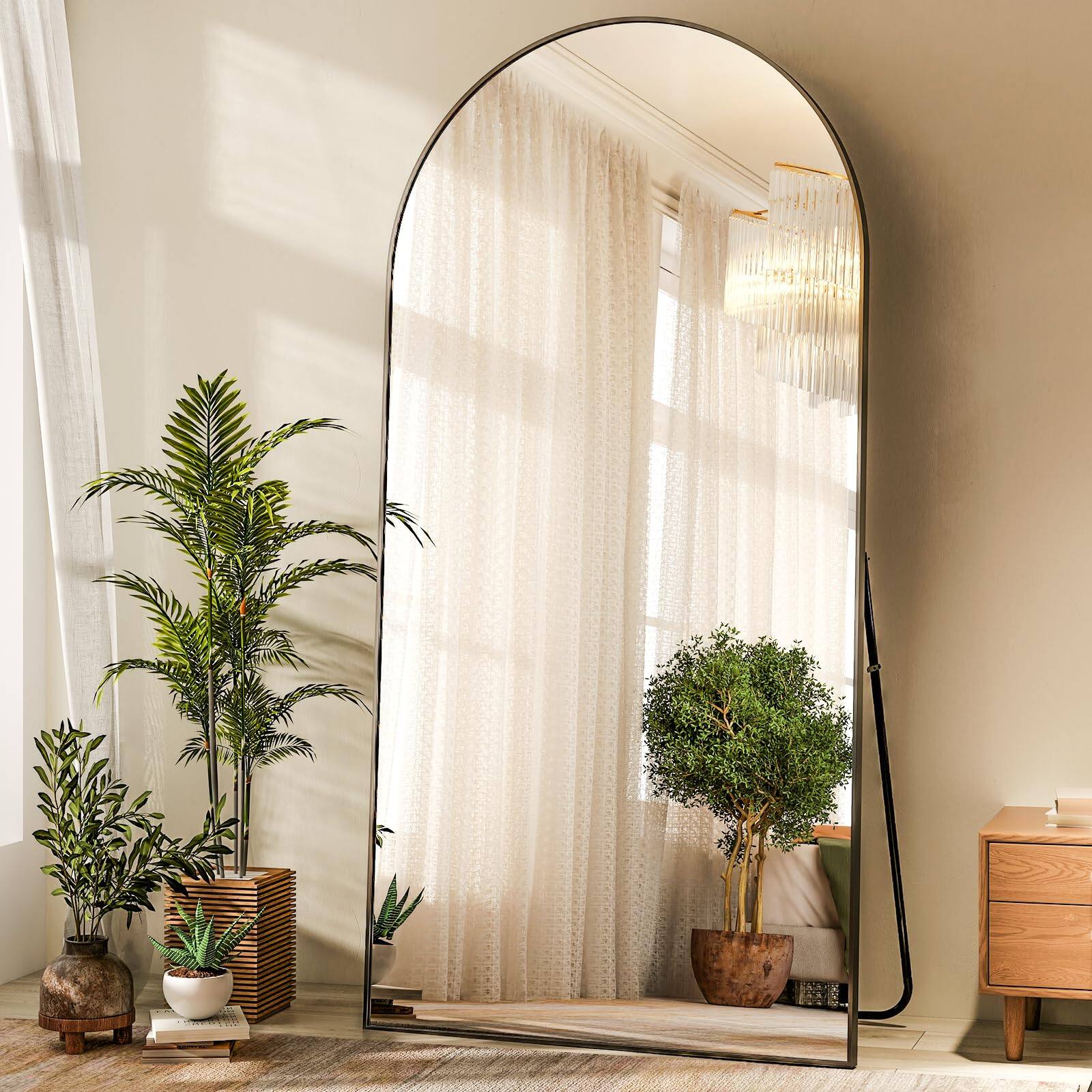 Front. HOMLUX - Arched Full Length Mirror Floor Mirrors Free-Standing Wall Mounted or Leaning Dressing Mirror.