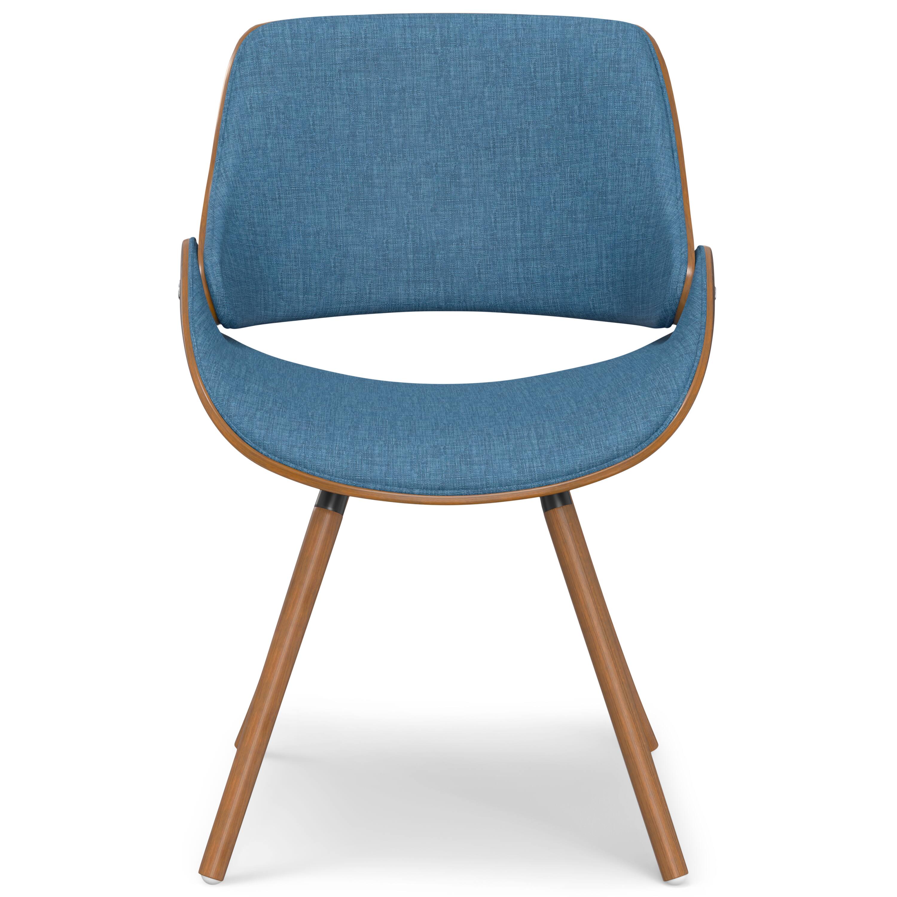 Left. Simpli Home - Malden Bentwood Dining Chair with Wood Back in Blue Linen Look Fabric - Blue.