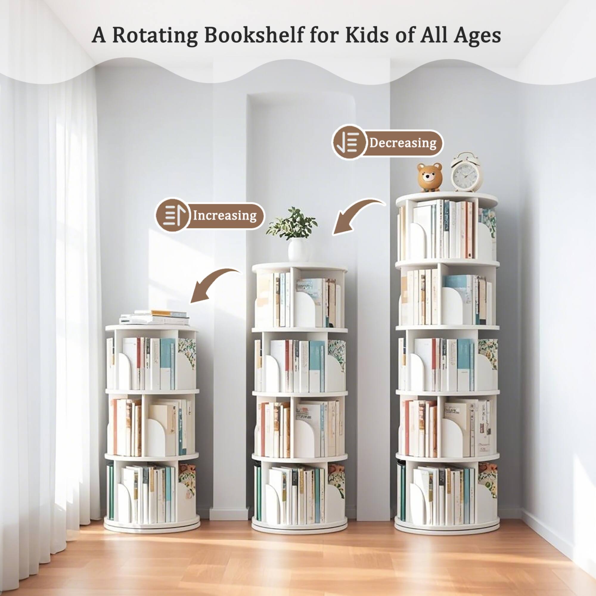 A Rotating Bookshelf for Kids of All Ages

Increasing

Decreasing