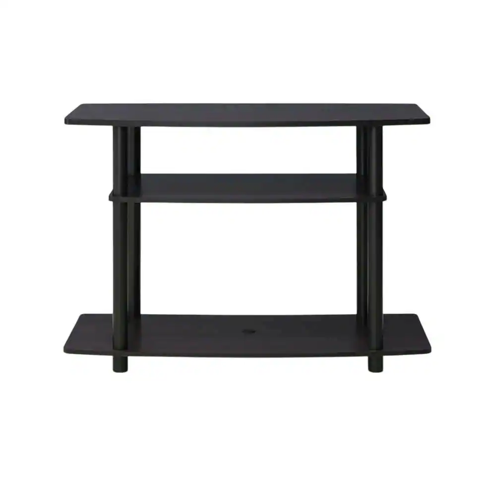 Alt View 3. FurniFact - Dark Walnut TV stand with 3-tier open shelves and modern design - Brown Black.