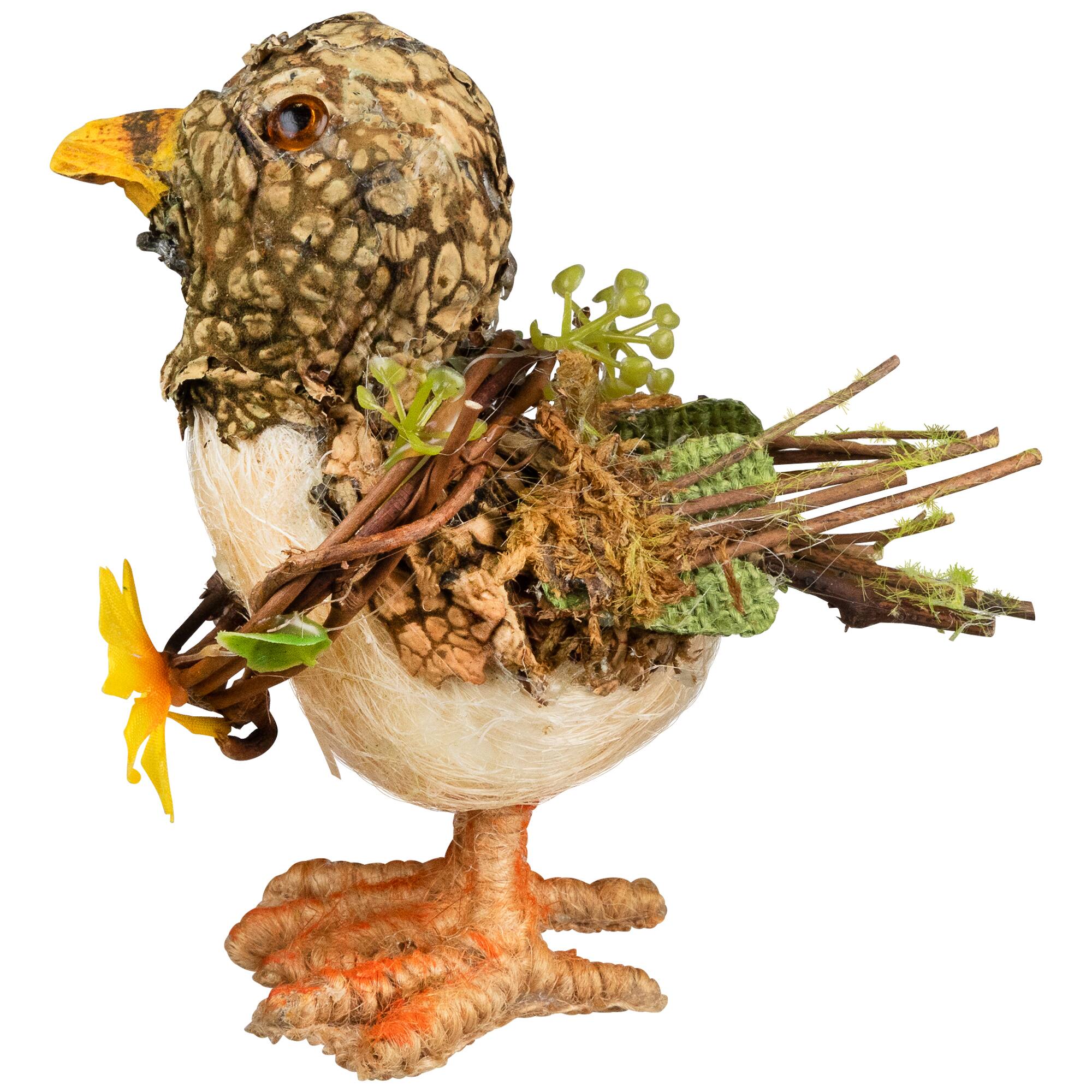 Alt View 2. Northlight - Standing Spring Floral Duck Figurine - 4.25" - Brown.