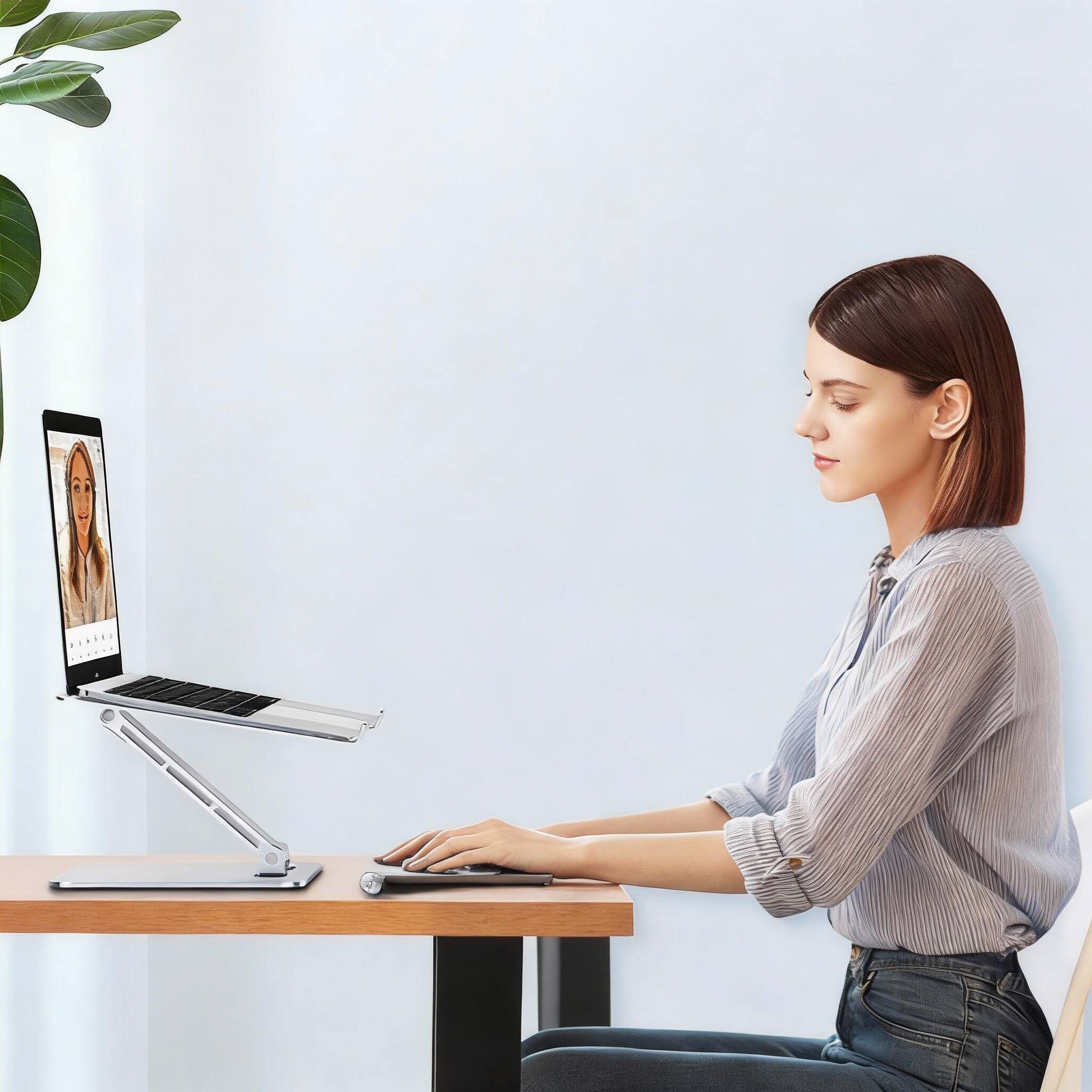 Alt View 1. Frangdom - Foldable Adjustable Aluminum Laptop Stand Desk Riser - Pink 7.48" 8.8 lbs, Size: 10-16".