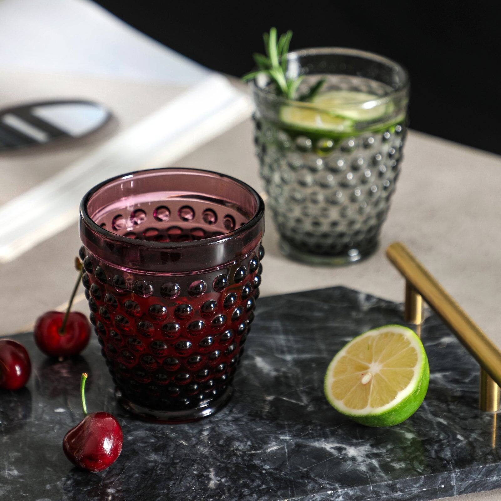 Alt View 2. BreeBe - Hobnail Colorful Old Fashioned Iced Beverage Glass 10.25 oz. set of 6 - Multi.