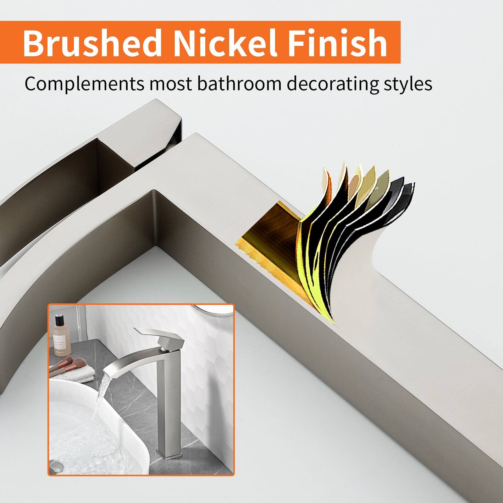 Brushed Nickel Finish  
Complements most bathroom decorating styles