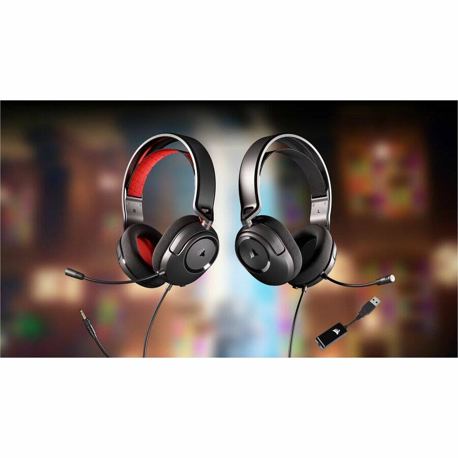 Alt View 1. CORSAIR - Corsair HS35 v2 Multiplatform Gaming Headset - Red - Stereo - Mini-phone (3.5mm), USB Type A - Wired - Over-the-head - Red.
