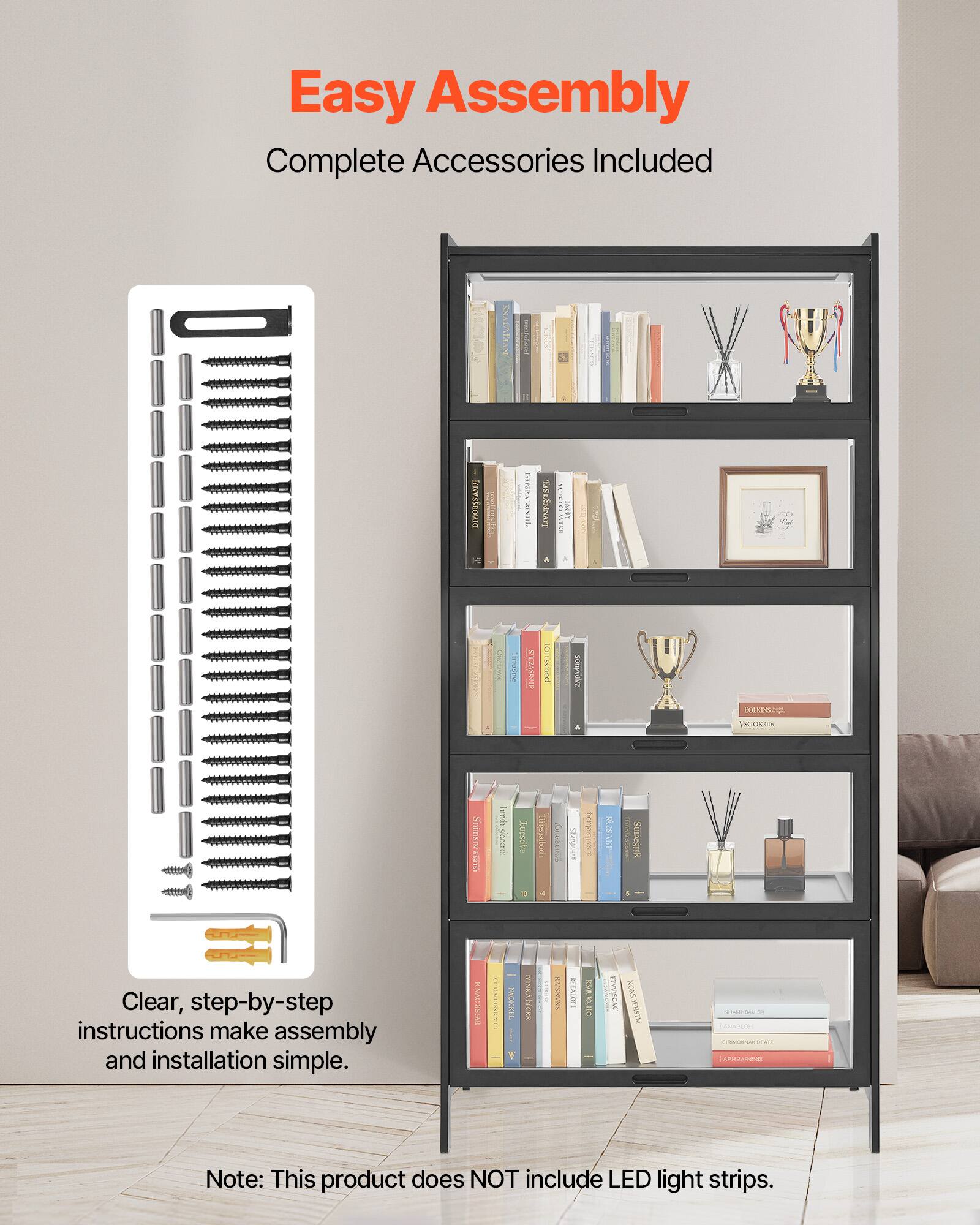 Easy Assembly  
Complete Accessories Included  

Clear, step-by-step instructions make assembly and installation simple.  

Note: This product does NOT include LED light strips.