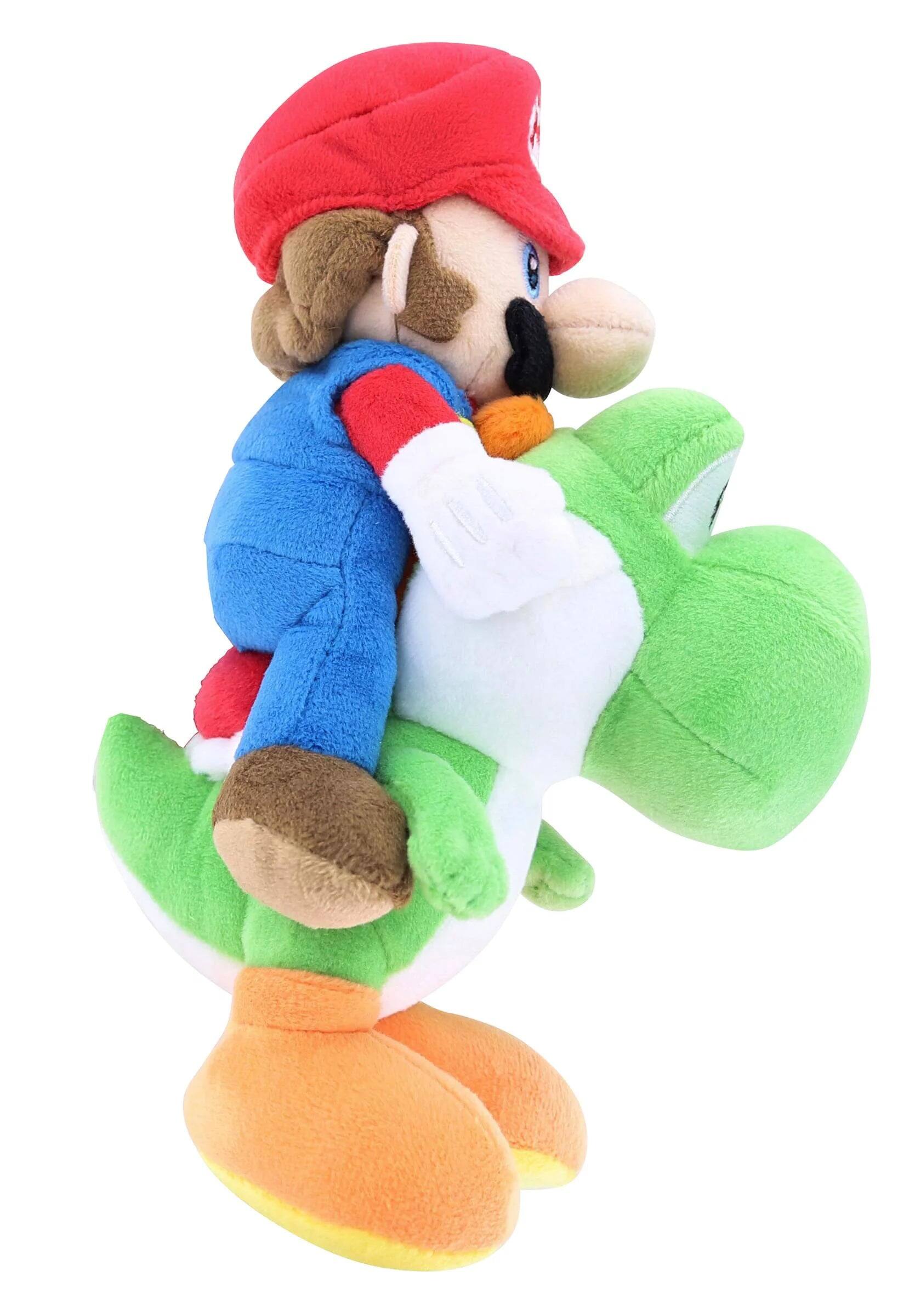Alt View 3. Little Buddy - Nintendo - Super Mario Bros. Mario Riding Yoshi 8" Plush   - Collectibles - Multicolor.