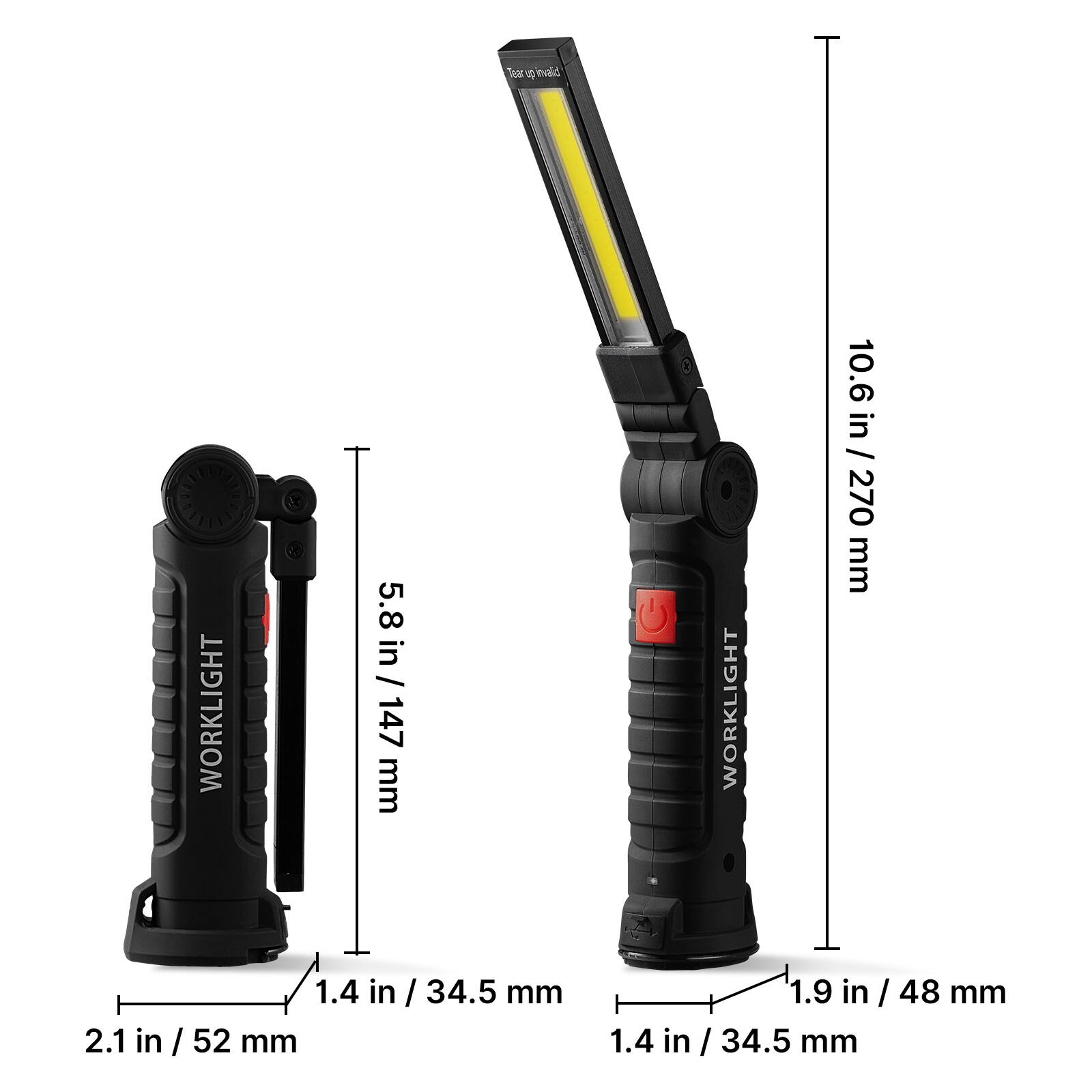 Teer 4 nlid WORKLIGHT 5.8 in / 147 mm  
WORKLIGHT 10.6 in / 270 mm  
1.4 in / 34.5 mm  
2.1 in / 52 mm  
1.4 in  
1.9 in / 48 mm  
34.5 mm