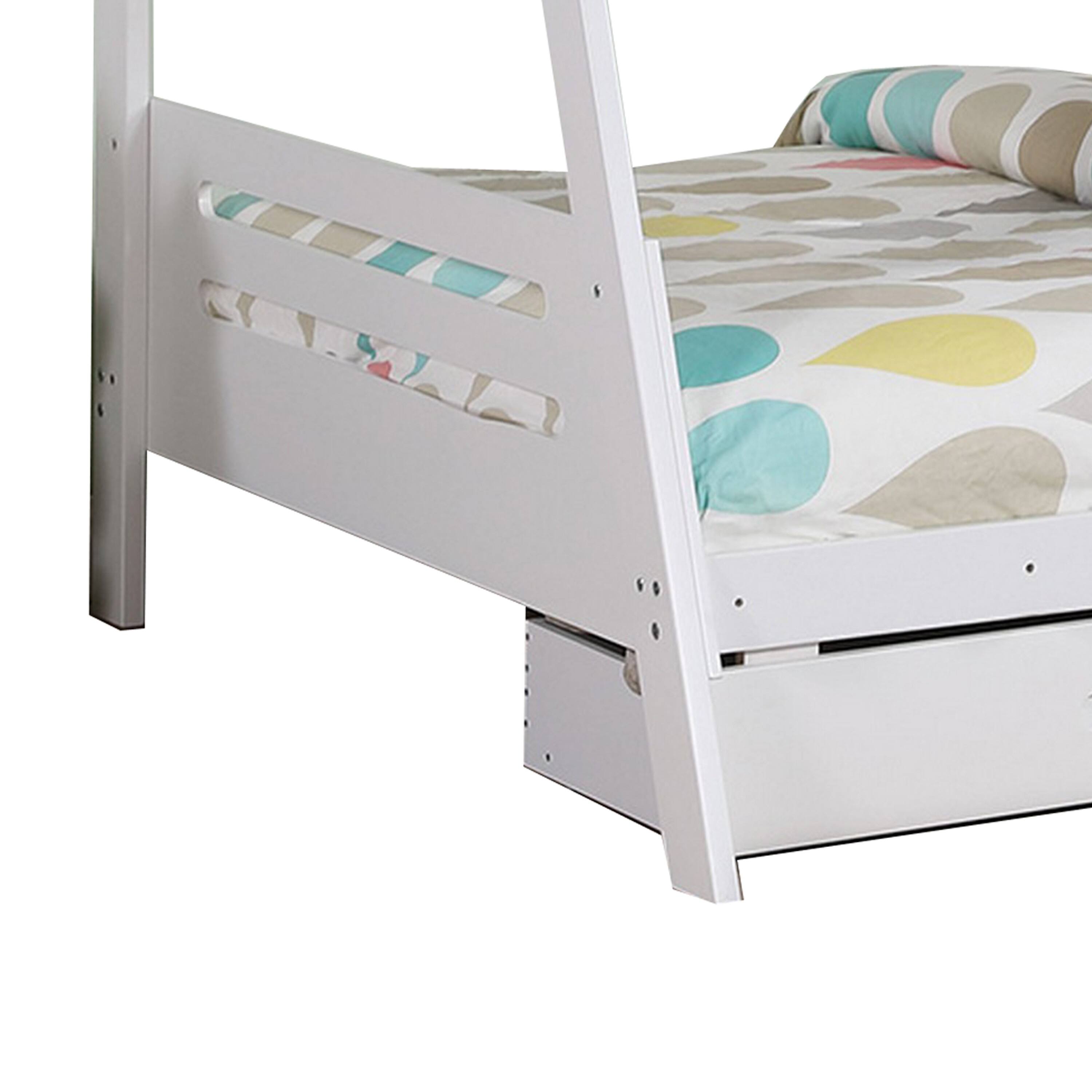 Alt View 3. Manhattan Lane - Emily Twin Over Full Bunk Bed with Ladder, 2 Drawers, White Solid Wood - White.