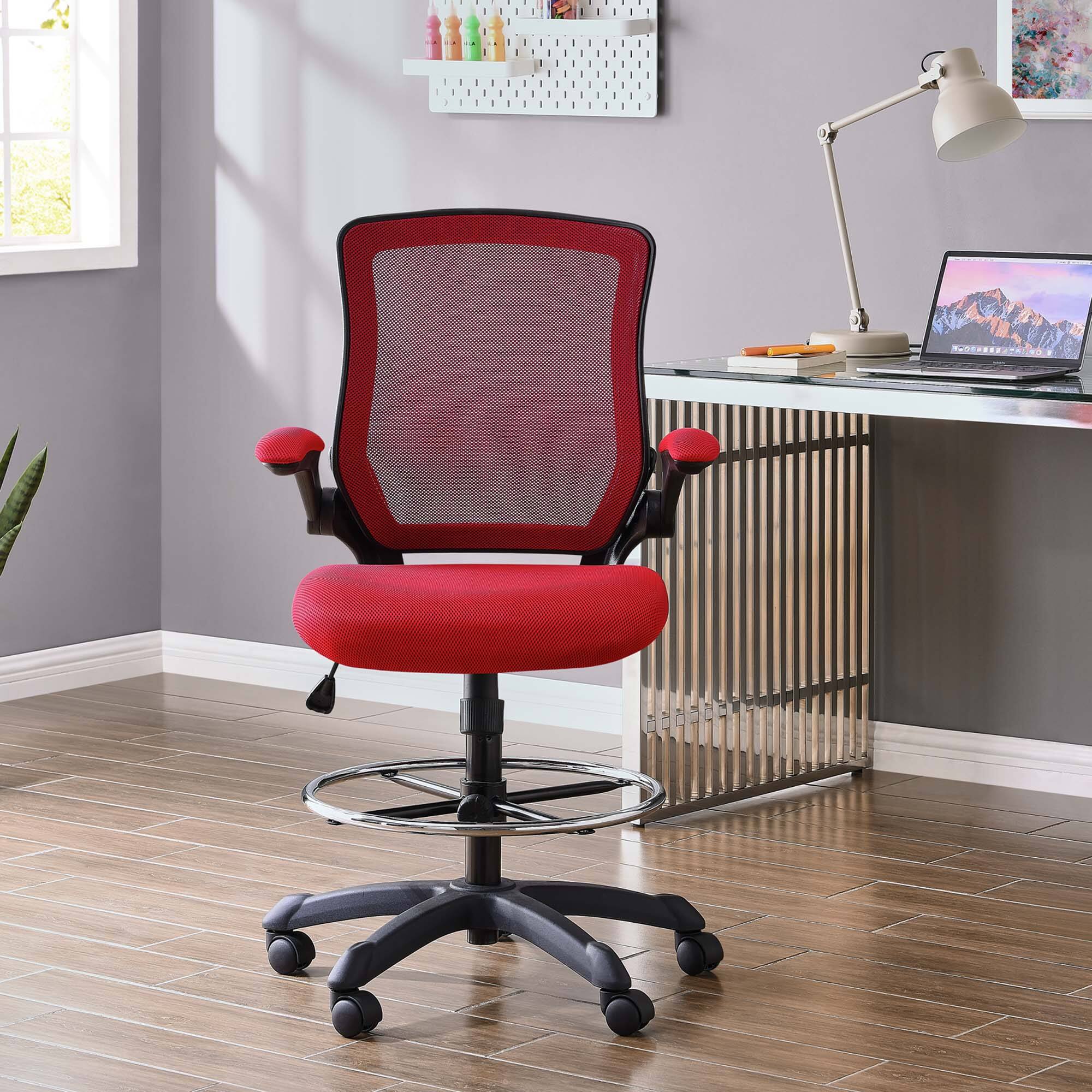 Alt View 2. Modway - Veer Drafting Chair by Modway - Red.