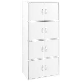 Hodedah - 8 Door Enclosed Multipurpose Storage Cabinet for Home and Office - White