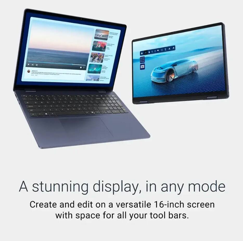A stunning display, in any mode  
Create and edit on a versatile 16-inch screen with space for all your tool bars.