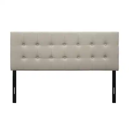Front. Hivvago - Twin Button-Tufted Headboard in Light Grey Taupe Beige Upholstered Fabric - Light Grey ,Taupe, Beige.